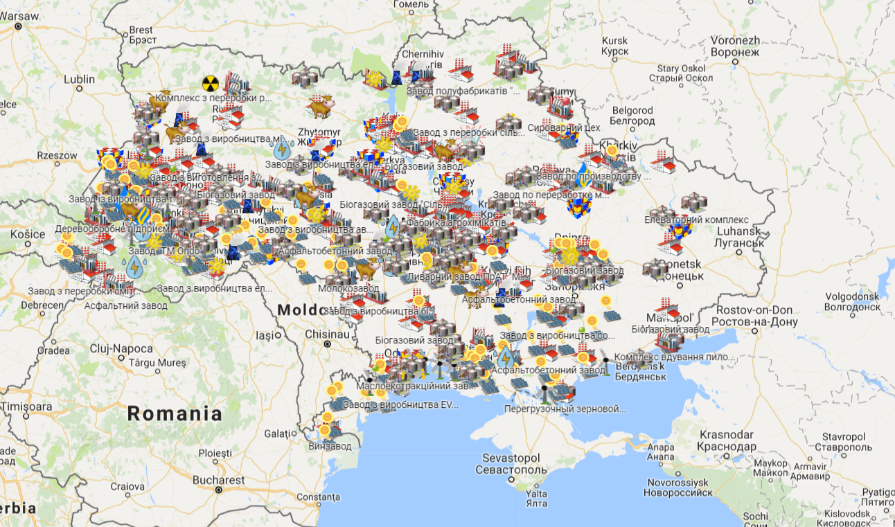 Теперь есть карта Украины со всеми предприятиями, которые работают с 2015года