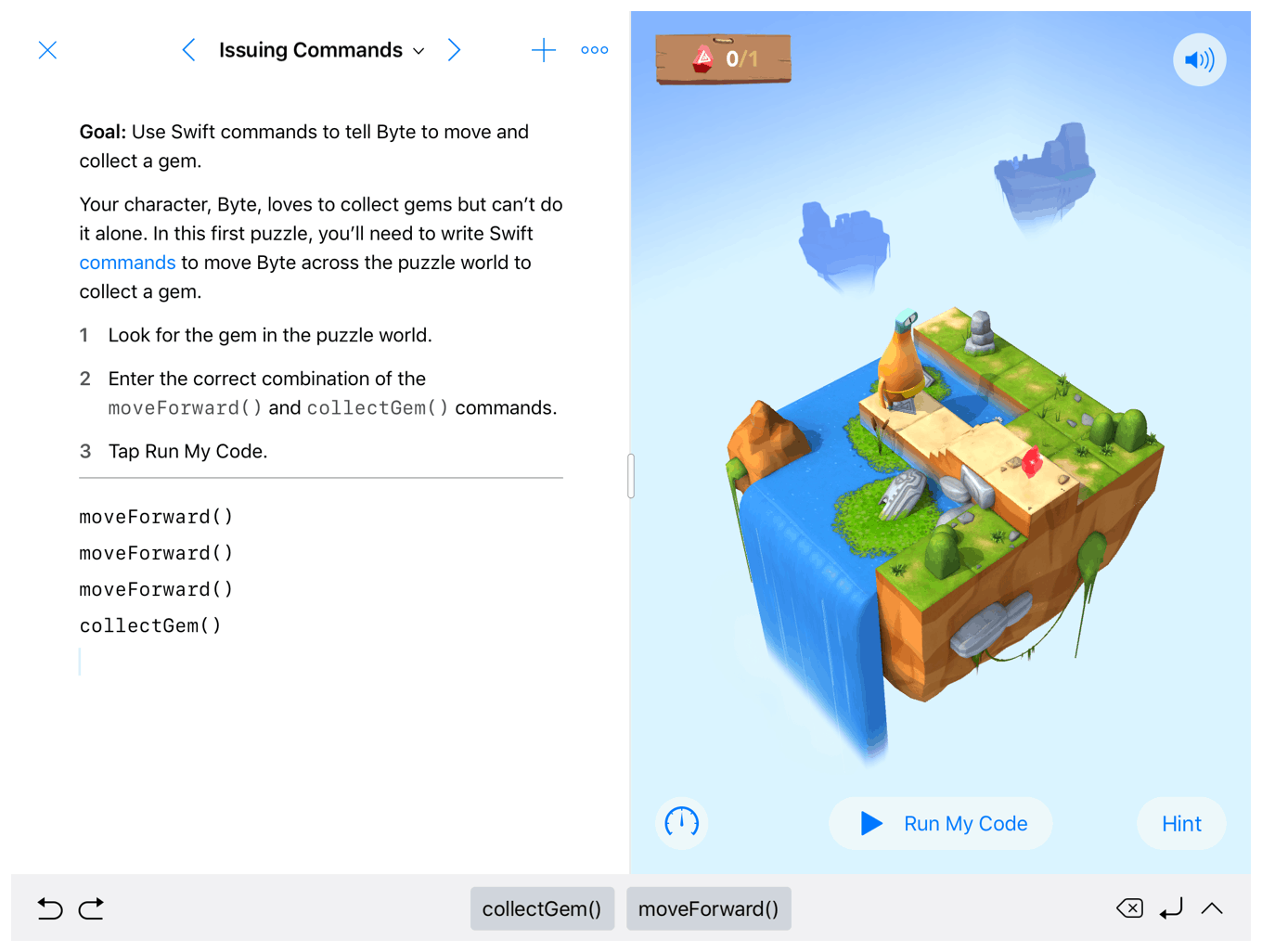 Swift Playgrounds интерфейс